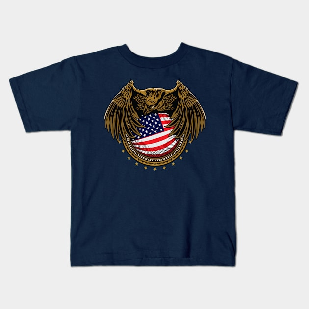 eagle flag America Kids T-Shirt by Mako Design 